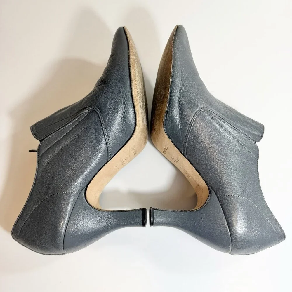 Repetto Leather Ankle Bootie Size 40 French Gray Blue Lace Up Dance Heels Shoes